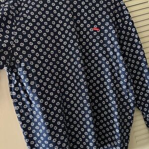 Supreme Men's XXL Navy Blue and White Floral Shirt